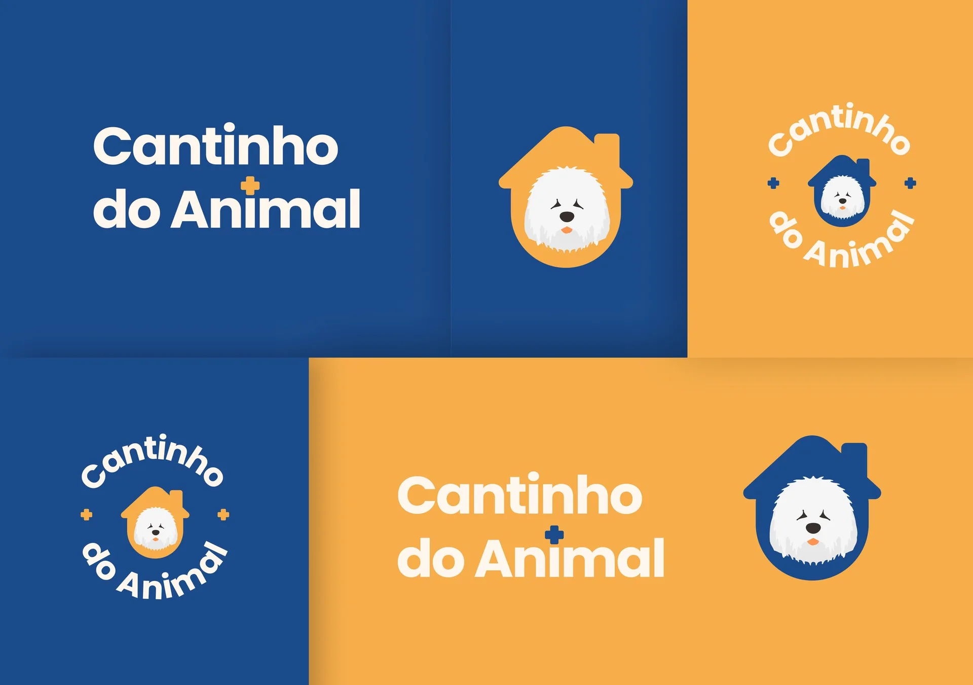 Variações de cor da marca Cantinho do Animal — azul e amarelo