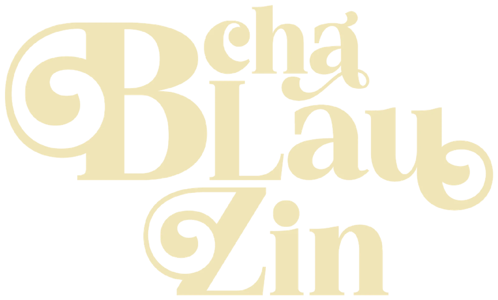 Lettering Chablauzin em creme sobre vermelho