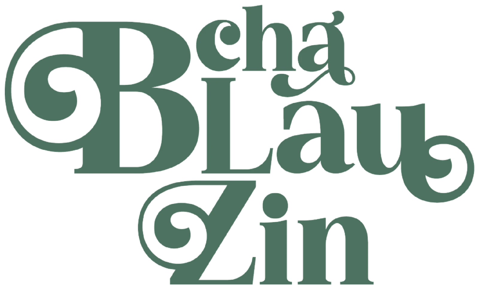 Lettering Chablauzin em verde sobre creme
