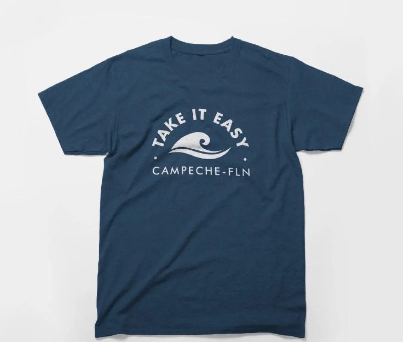 Estampa em camiseta azul marinho Take It Easy