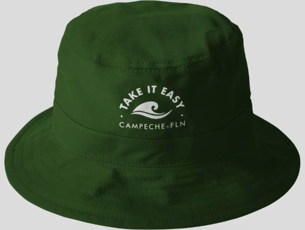 Estampa em boné bucket verde Take It Easy
