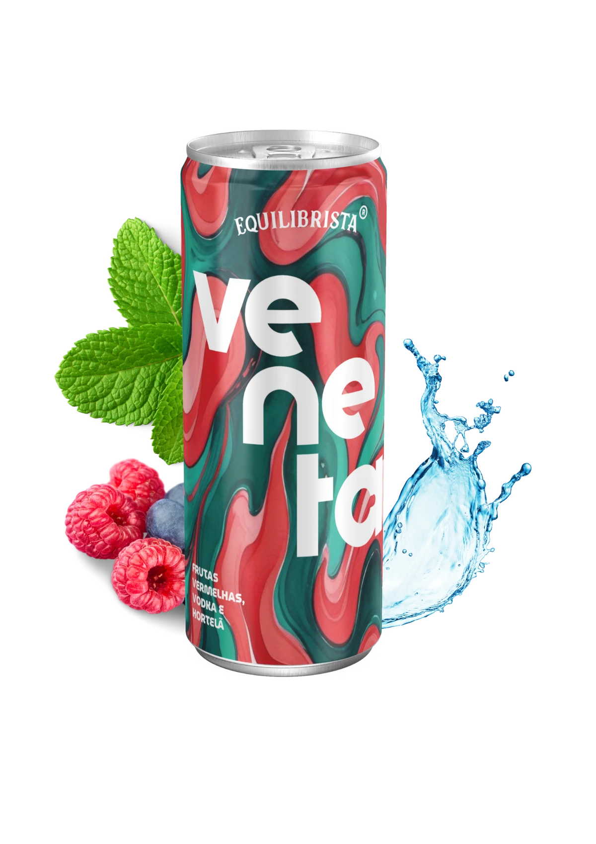 Lata Veneta com frutas vermelhas e hortelã