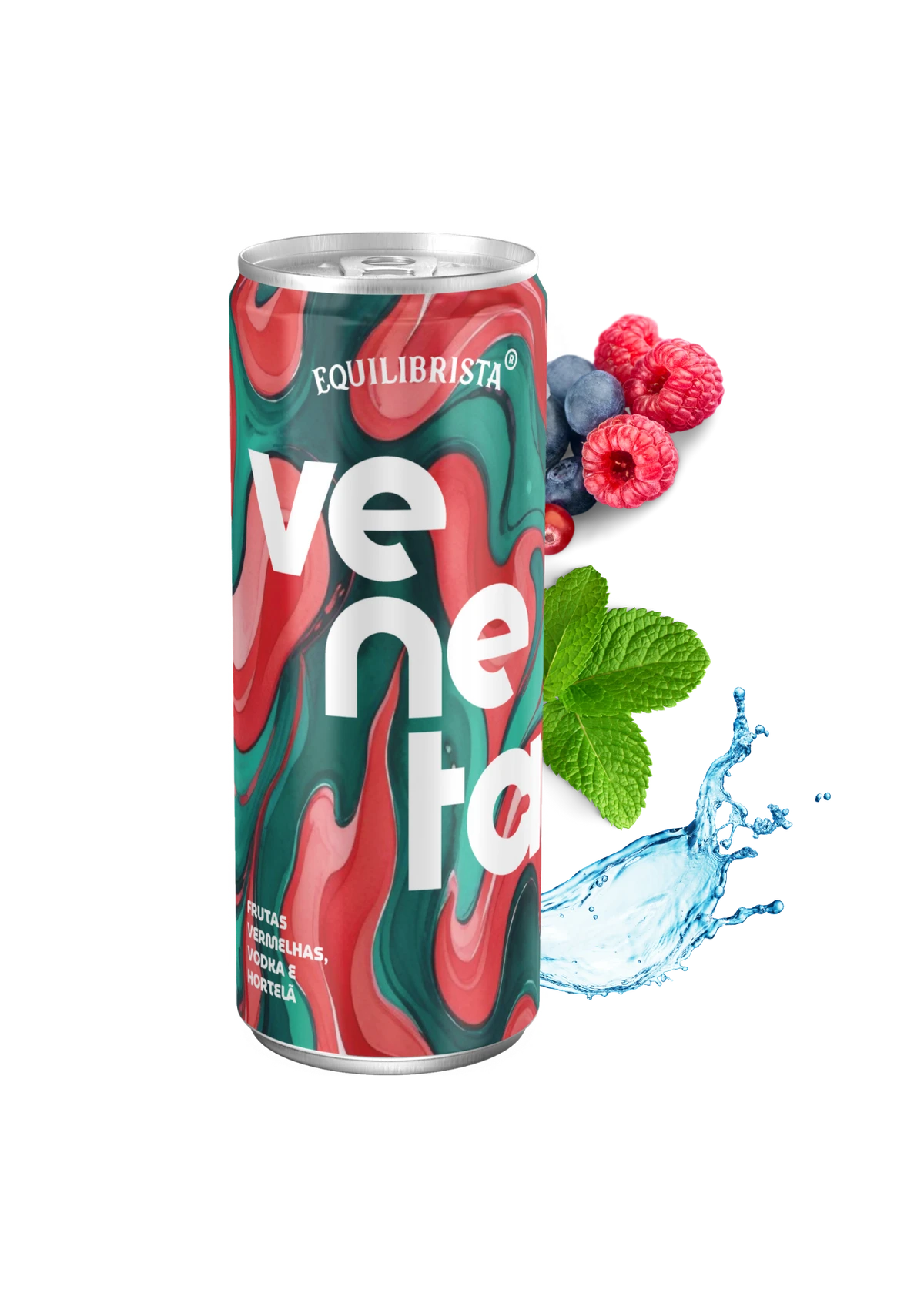 Lata Veneta com frutas vermelhas e hortelã