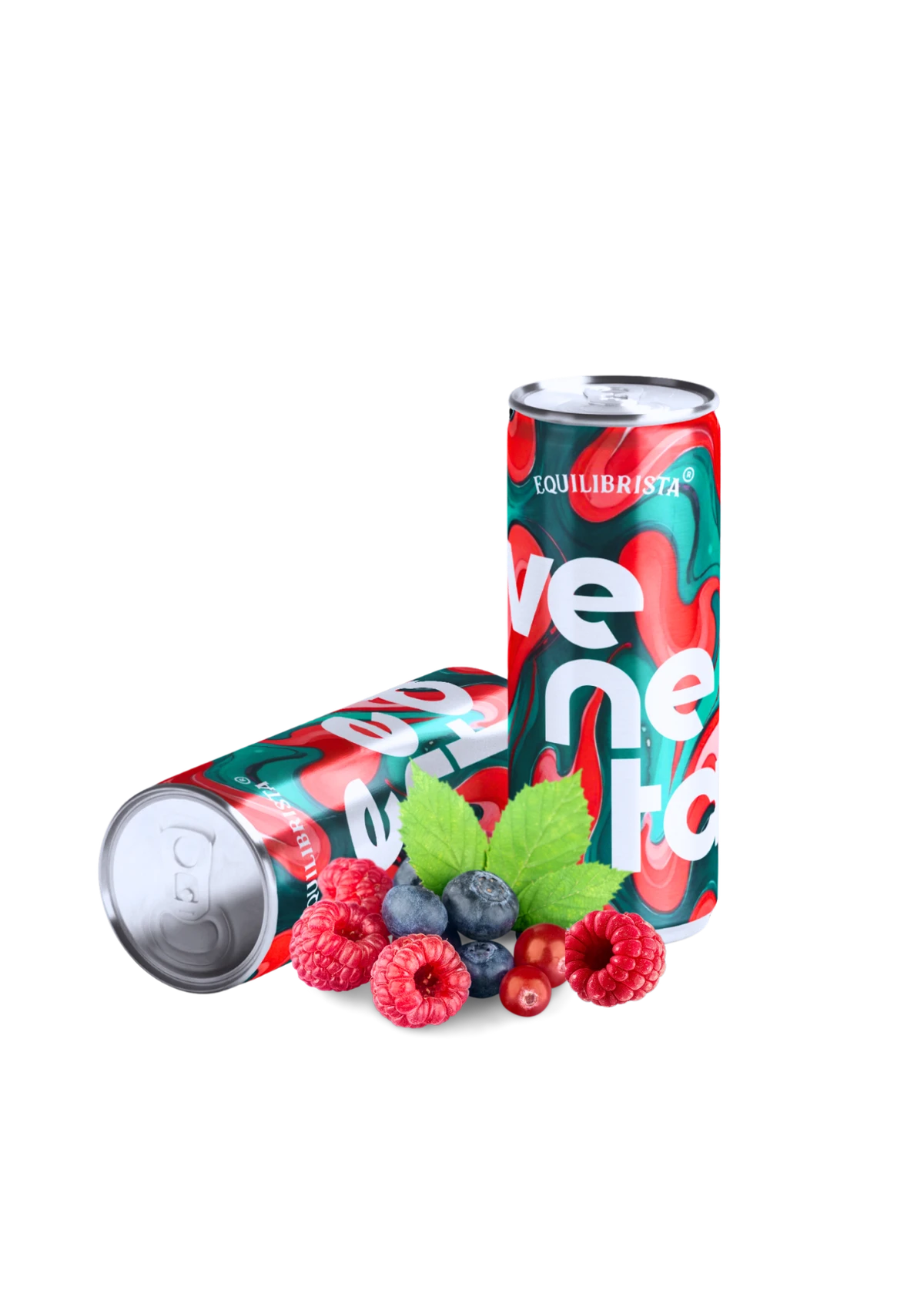 Duas latas Veneta com frutas vermelhas